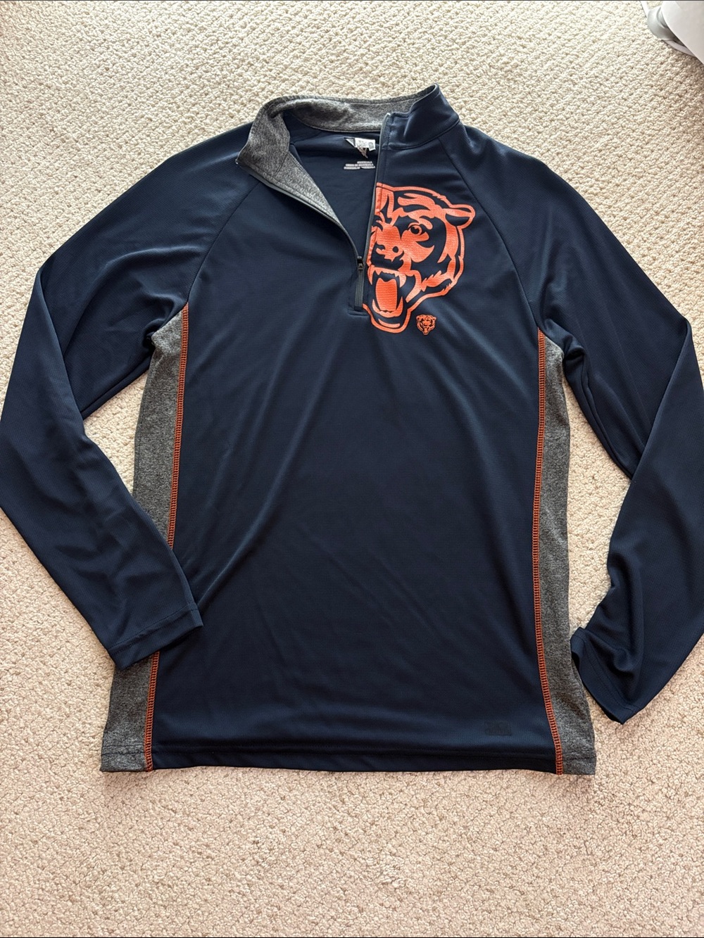Team Apparel Navy and Orange Long Sleeve Quarter-Zip Shirt with Tiger Logo